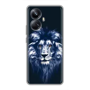 Чехол с картинкой на Realme 10 Pro Plus (Лев - синий)