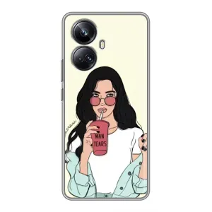 Силиконовый Чехол на Realme 10 Pro Plus с картинкой Стильных Девушек (С напитком)