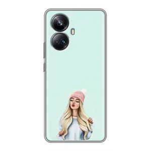 Силиконовый Чехол на Realme 10 Pro Plus с картинкой Стильных Девушек (В шапке)