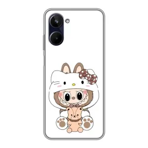 Чехол с принтом Лабубу для Realme 10 (Белый Лабубу)