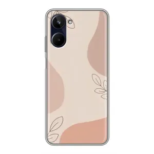Чехол цветочный дизайн для Realme 10 (Коричневый фон)