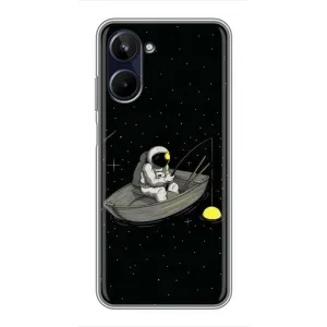 Силиконовый Чехол с принтом "Космонавты" на Realme 10 (Космонавт на рыбалке)