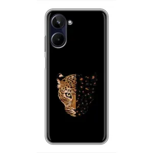 Чехол с леопардовым принтом на Realme 10 (Леопард на черном)