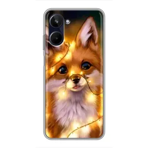 Чехол с Лисичкой для Realme 10 (Новогодний лисенок)