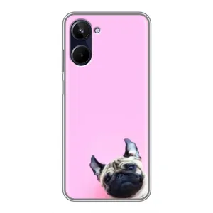 Бампер для Realme 10 с картинкой "Песики" (Собака на розовом)