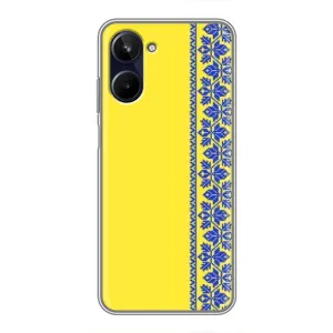 Силиконовый Чехол на Realme 10 (Вышиванка на желтом)