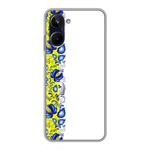 Силиконовый Чехол на Realme 10 с картинкой Вышиванки (Желто-синяя вышиванка)