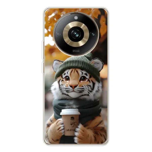 Чехол с рисунком «Тигр с кофе» для Realme 11 Pro 5G Чехол с рисунком «Тигр с кофе» для Realme 11 Pro 5G