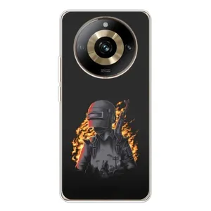 Силиконовый чехол с картинкой "Герой Pubg" на Realme 11 Pro 5G (В огне)