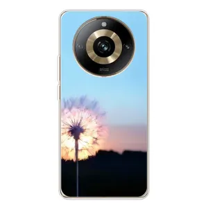 Силиконовый Чехол с одуванчиками на Realme 11 Pro 5G (Закат с одуванчиком)