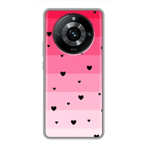 Чехол с рисунком «Чорные сердечки» для Realme 11 Pro Plus Чехол с рисунком «Чорные сердечки» для Realme 11 Pro Plus