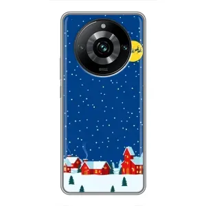 Силиконовый бампер на рождество для Realme 11 Pro Plus (Город в снегу)