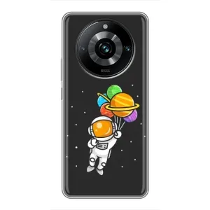 Силиконовый Чехол с принтом "Космонавты" на Realme 11 Pro Plus (Космонавт с шариками)