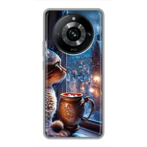 Чехлы на Новый Год Realme 11 Pro Plus (Кот новогодний)