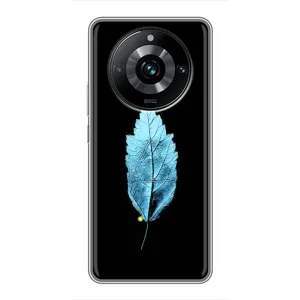 Чохол з картинками на чорному фоні для Realme 11 Pro Plus (Листя)