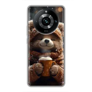 Друкований чохол 'Звірята з кавою' для Realme 11 Pro Plus (Ведмедик з кавою)