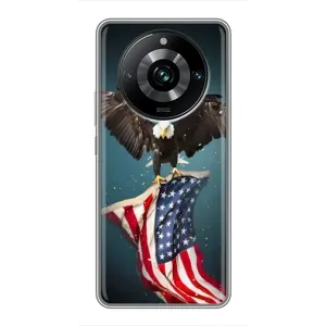 Чехол Флаг USA для Realme 11 Pro Plus (Орел и флаг)