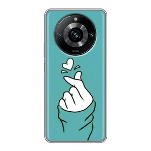 Чехлы (Знак сердечка) на Realme 11 Pro Plus (Сердечко на бирюзовом)