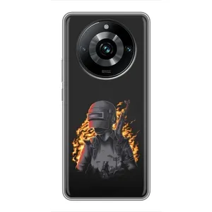 Силиконовый чехол с картинкой "Герой Pubg" на Realme 11 Pro Plus (В огне)