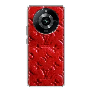 Текстурный Чехол Louis Vuitton для Реалми 11 Про (Красный ЛВ)