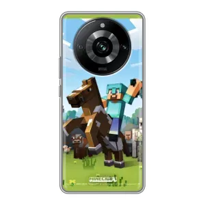 Чехлы для Realme 11 Pro (Персонажи Майн Крафт) (На коне)
