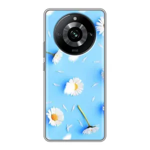 Чехол с Цветами для Realme 11 Pro (ромашки на голубом)
