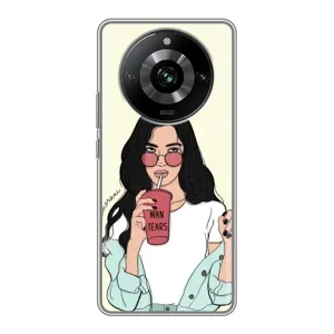 Силиконовый Чехол на Realme 11 Pro с картинкой Стильных Девушек (С напитком)