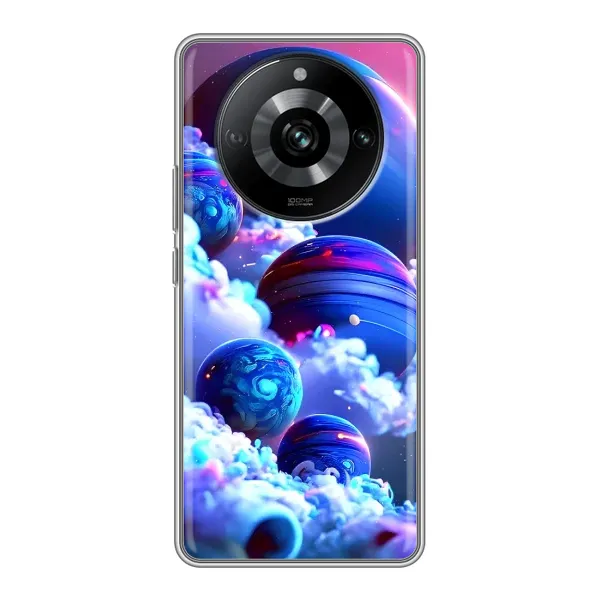 Чехол с рисунком «Синие планеты» для Realme 11 Pro