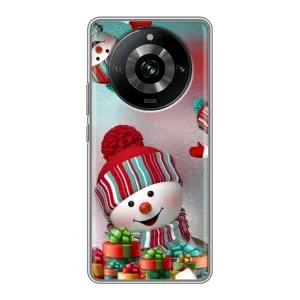 Чехлы на Новый Год Realme 11 Pro (Снеговик в шапке)