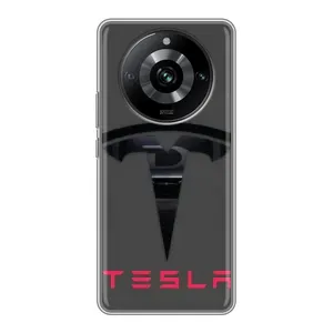 Силиконовый бампер с картинкой машины на Realme 11 Pro (Logo TESLA)