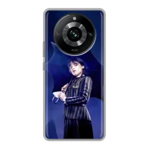 Чехлы с принтом Уэнсдей на Realme 11 Pro (Уэнсдей с зонтом)