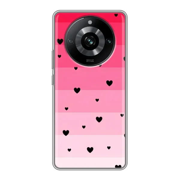 Чехол с рисунком «Чорные сердечки» для Realme 11 Чехол с рисунком «Чорные сердечки» для Realme 11