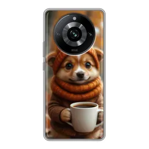Друкований чохол 'Звірята з кавою' для Realme 11 (Песик з кавою)