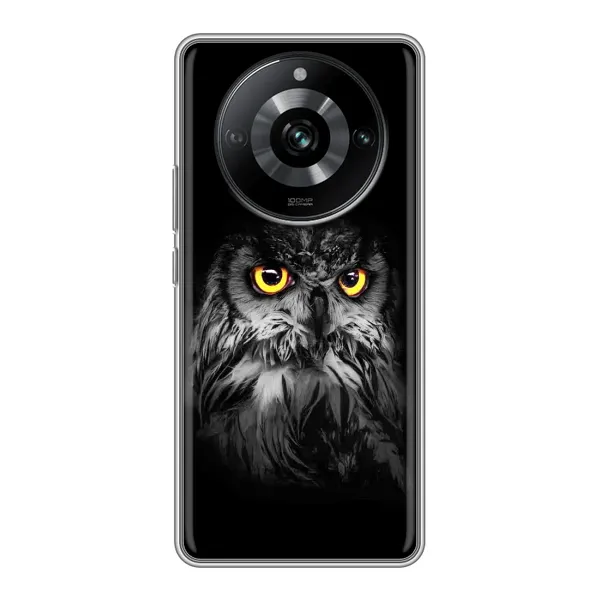 Чехол с рисунком «Сова на чёрном» для Realme 11 Чехол с рисунком «Сова на чёрном» для Realme 11