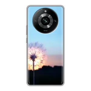 Силиконовый Чехол с одуванчиками на Realme 11 (Закат с одуванчиком)