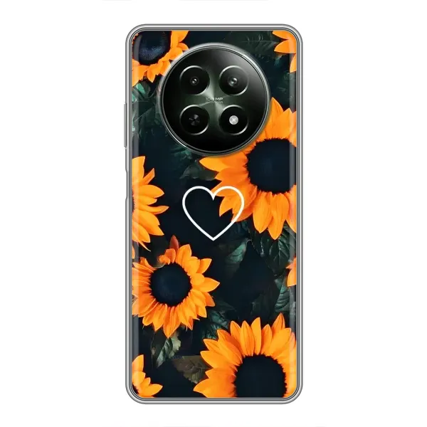 Чехол с рисунком «Сердечко в подсолнухах» для Realme 12 5G