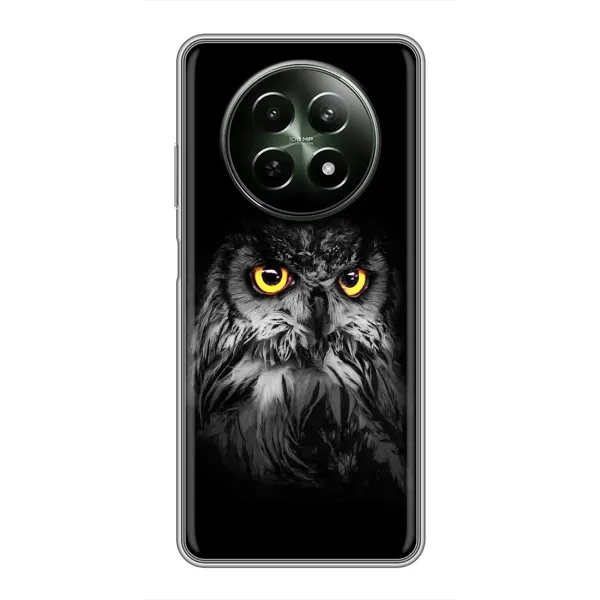 Чехол с рисунком «Сова на чёрном» для Realme 12 5G Чехол с рисунком «Сова на чёрном» для Realme 12 5G