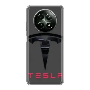 Силиконовый бампер с картинкой машины на RealMe 12 5G (Logo TESLA)