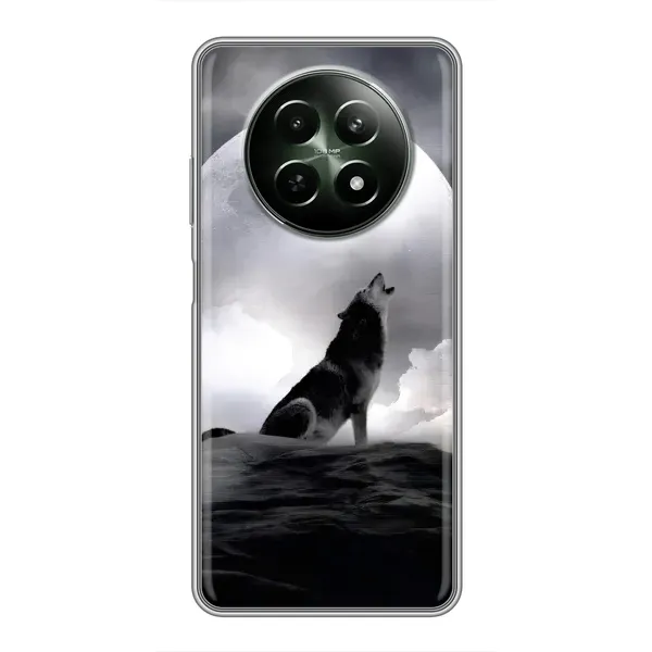 Чехол с рисунком «Волк и луна» для Realme 12 5G