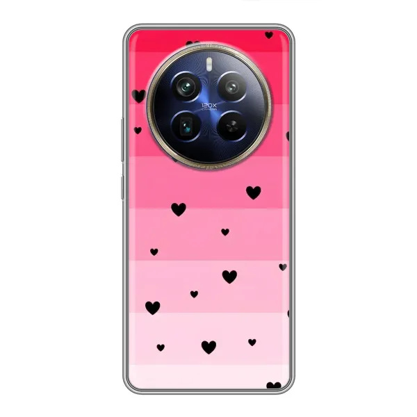 Чехол с рисунком «Чорные сердечки» для Realme 12 Plus Чехол с рисунком «Чорные сердечки» для Realme 12 Plus
