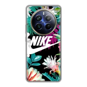 Силиконовый Чехол на Realme 12 Plus с картинкой Nike (Цветочный Nike)