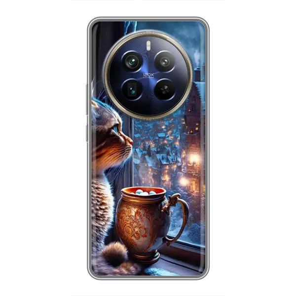 Чехол с рисунком «Кот новогодний» для Realme 12 Plus
