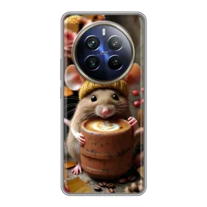 Печатный чехол «Зверята с кофе» для Realme 12 Plus (Мышка с кофе)