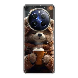 Печатный чехол «Зверята с кофе» для Realme 12 Plus (Медвежонок с кофе)