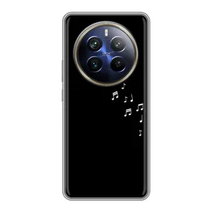 Чехол с картинками на черном фоне для Realme 12 Plus (Ноты)