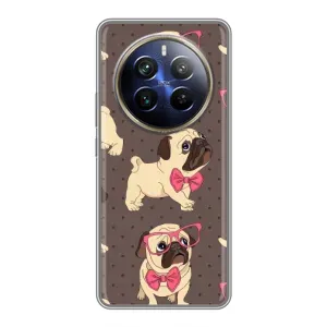 Чехол (ТПУ) Милые собачки для Realme 12 Plus (Собачки Мопсики)