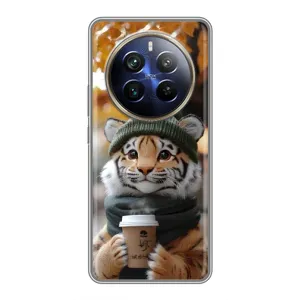 Печатный чехол «Зверята с кофе» для Realme 12 Plus (Тигр с кофе)