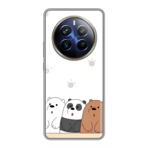 Чехлы с изображением разных животных для Realme 12 Plus (Удивленные медвеженки)