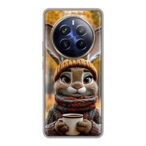 Печатный чехол «Зверята с кофе» для Realme 12 Plus (Зайчик с кофе)