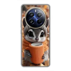 Печатный чехол «Зверята с кофе» для Realme 12 Pro Plus (Грызунчик с кофе)